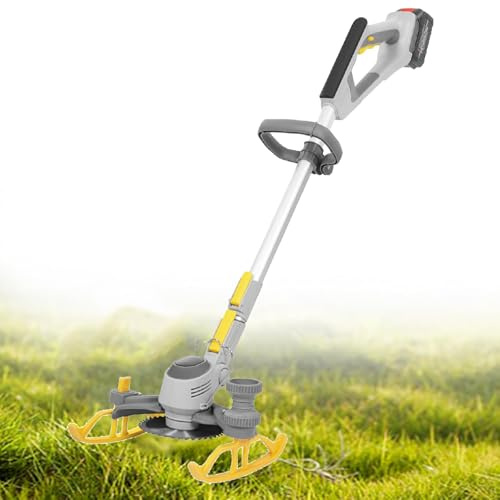 GAYAYAS Weed Wacker Cordless, 3-in-1 Weed Trimmer Battery Operated, Two Battery Powered, with Blade and Charger, Lawn Mower for Patio Lawn Garden