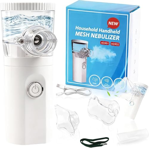 Nébuliseur pour adultes et enfants, inhalateur aérosol incluant 2 masques (adulte et enfant) et un embout buccal, rechargeable par USB-C, pour usage à domicile et en déplacement