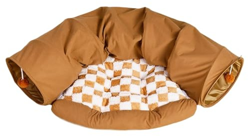 Túnel de juego desmontable para gatos, bolsa de túnel portátil para gatos, alfombrilla desmontable para cueva para mascotas, lavable y gruesa, casa cueva para interiores y hogar, mantener entretenido