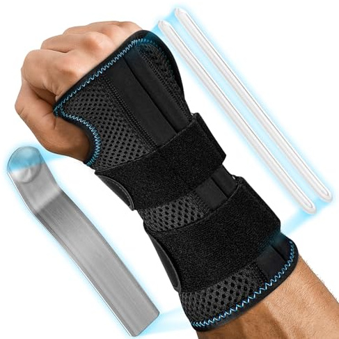 Handgelenk Bandage mit 3 Schienen,Verstellbare Tag-Nacht-Handgelenkbandage für Männer Frauen,Bandage Handgelenk für Arthritis, Sehnenentzündung, Verstauchung, Sportschutz (Right Hand(1er Pack), S/M)