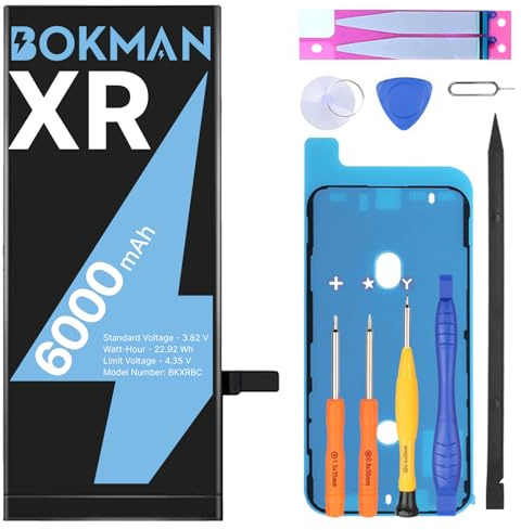 bokman Battery Replacement for iPhone XR, High Capacity 6000mAh Lithium Polymer Battery with All Tool Kits