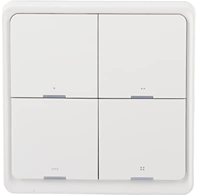 Marhynchus Interruptor de Escena Inalámbrico Panel Inteligente de 4 Vías Interruptor de Pared Panel de Inteligente Control Remoto con Indicador LED para Control de Aplicación