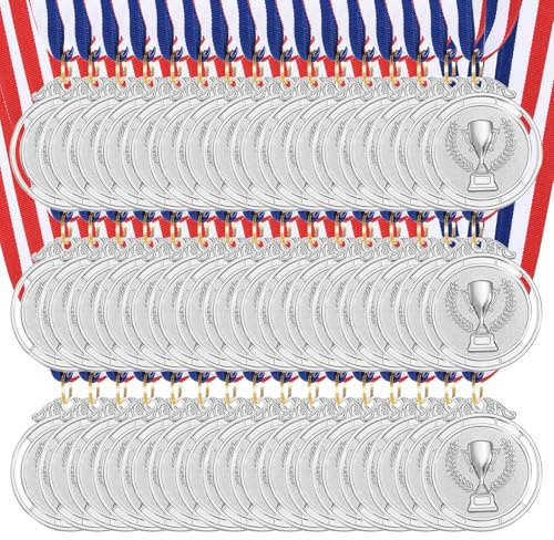 QUARKZMAN Goldmedaillen Medaille Metall Siegermedaillen mit Halsband Trophäenmuster für Sportstag Mini Olympiade Team Sportspiele Wettkämpfe Party Favors