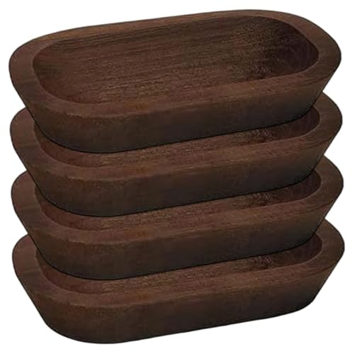 DAGLLGEW Cuencos de Masa para Hacer Velas 4 Cuencos de Madera para decoración de Pan de Alimentos 9.8x5.9x2 Pulgadas Cuenco de Madera para Velas Cuenco de Pan Masa para Hacer