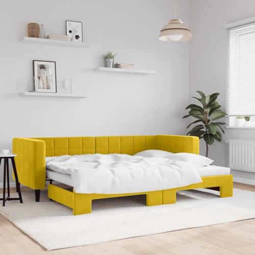 QZZCED 2-in-1-Schlafsofa mit Ausziehbett, Doppel-Sofa, modernes minimalistisches Design für Wohnzimmer, solide Struktur aus Holz und Metall