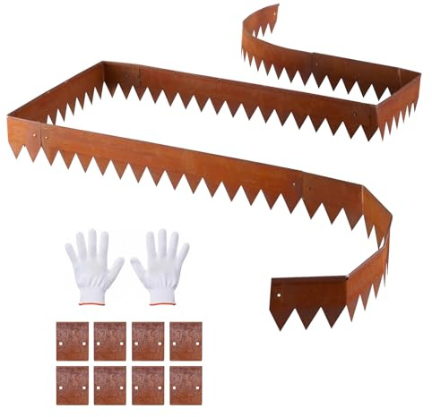 VEVOR Bordatura per Aiuola Rialzata da Giardino 101,6 x 15,2 cm Confezione da 6 pezzi, Set Recinzione per Aiuola Orto Prato Fiori Piante Paesaggistica Sentieri in Acciaio Corten, Bordura Giardinaggio