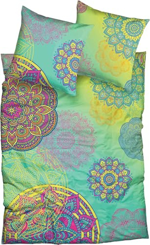 sister s. Bettwäsche Eivissa Renforcé blau-gelb Größe 1x 155x220 cm + 1x 80x80 cm