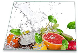 Herdabdeckplatte Abdeckung Ceranfeld Abdeckplatte Schneidebrett 1-Teilig 60x52 Früchte Mehrfarbig Spritzschutz Glasplatte Ceranfeldabdeckung Schutz Herdschutz Sicherheitsglas Glasschneidebrett