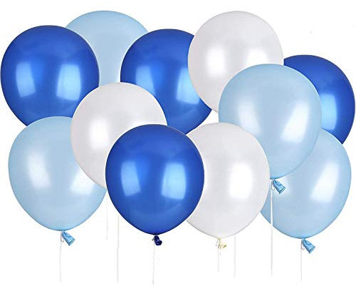 Willingood 50 x Luftballons blau, Luftballons, Ballon für frohe Feiertage und Feiertage, Babyparty, Hochzeit, alles Gute zum Geburtstag, 12 Zoll, perlmuttartig, 3,2 g, 3 Farben