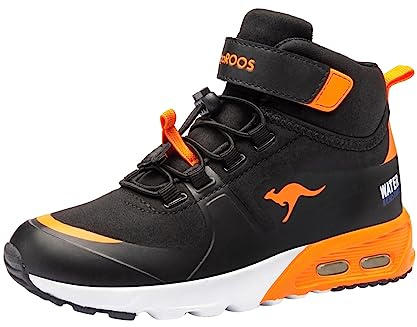 KangaROOS Jungen Kx-hydro Sneaker, Jet Black Neon Orange, 35 EU