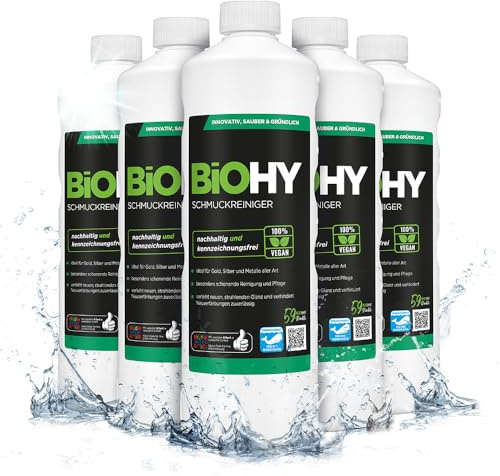 BiOHY Jewellery Cleaner (6 x 1l Bottle) | Concentrate for Every ultrasonic Device | Sustainable and Gentle Cleaning for Watches, Spectacles and Jewellery (Schmuckreiniger)