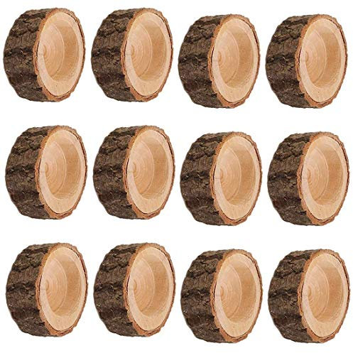 Yikko Set di portacandele votivi in legno, per centrotavola per matrimoni, per Halloween, feste di Natale, San Valentino, decorazione per la casa, 12 pezzi (2,36 x 0,98 cm)