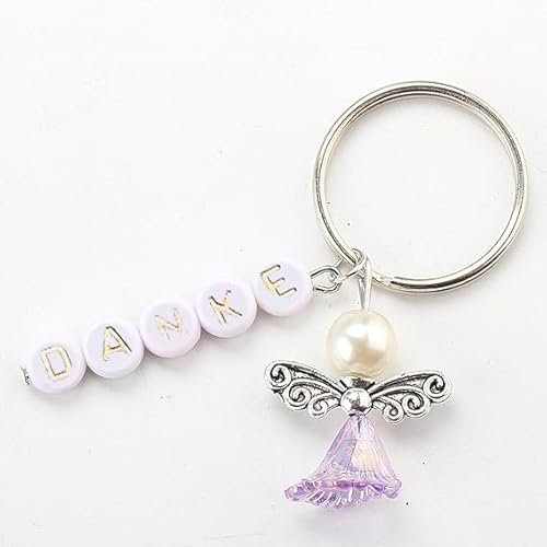 HERZWILD 45 uppsättningar skyddsänglar gör-det-själv set tack nyckelring ängel charm pärlängel hänge för gör-det-själv bröllop smycken halsband pyssel (roséguld
