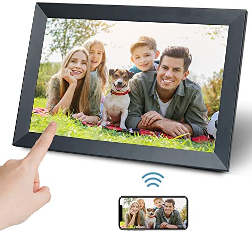 Aorpdd Digitaler Bilderrahmen WLAN 10.1 Zoll, HD IPS-Touchscreen Elektronischer Bilderrahmen mit 32 GB Speicher, Automatische Drehung, Teilen von Fotos oder Videos überall über Frameo App