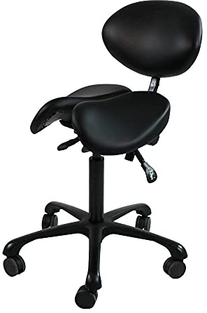 Master Massage Berkeley Backrest Saddle Stool with Black Aluminum Base