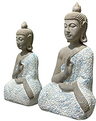 Gartenstatuen Garten Zen Buddha Statue Skulptur Dekoration Courtyard Gartenarbeit Handwerk Statue Ornamente, Gebraucht für Wohnzimmer Veranda Terrasse Balkon Dekor (Paar) Dekorative Gartenskulptur