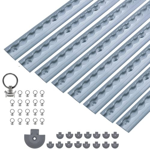 LABT Airlineschienen Set | halbrund Silber eloxiert | Sparset mit Fitting + Endkappen | Ladungssicherung für LKWs, Anhänger und Wohnmobile | Gebohrte Zurrschiene | (Sparpack 10)