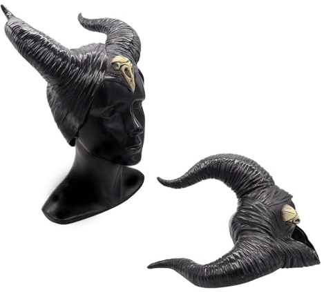 Tibroni Halloween Kostüm Damen, Teufelshörner Latex, Teufelshörner Haarreif Schwarz, Stirnband Königin Hörner Helm, Stirnband Hörner Dekoration Erwachsene Hörner Hut Unisex Einheitsgröße