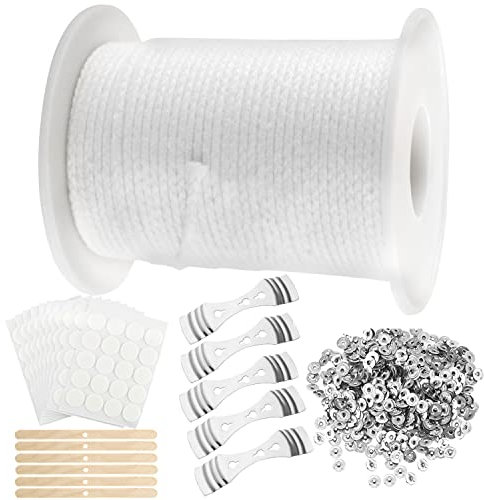 YYWEi Kerzendochte für Kerzen 70M Kerzen Dochten Baumwolle Kerzendochthalter Dochte für Kerzen für DIY Kerzenherstellung(mit Dochthalter, Aufkleber)
