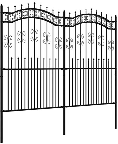 Tidyard Zauntor Doppelflügel Gartenzaun Metallzaun mit Speerspitzen Zaun Gartentor Gartentür Gartenpforte Zauntür Hoftür Tor Hoftor Pforte Doppeltor 240 x 222 cm (B x H) Pulverbeschichteter Stahl