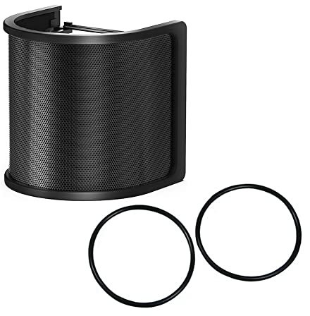 Grendly Mikrofonfilter, Mikrofonbildschirm mit Metallgeflecht und Schaumstofffilter, Geräuschschutz, Mikrofonzubehör