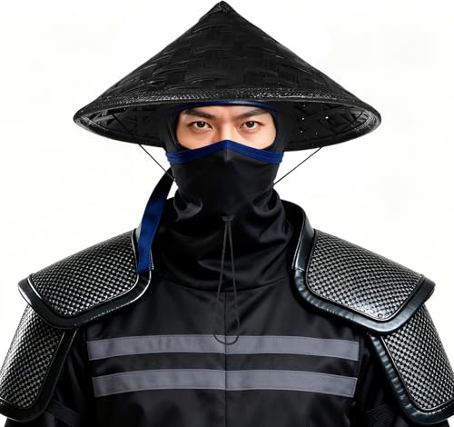 FRCOLOR Sombrero De Bambú Sombreros De Cosplay Ninja Sombreros De Fiesta Para Niños Sombrero De Espadachín Gorra De Samurái Impermeable De Fibra De Coco Máscara De Fantasma De Las Mujeres