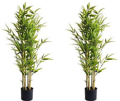 Valyria Home | Set de 2 Bambús Artificiales 105 cm – Plantas Decorativas Realistas – para Interior y Exterior – Sin Alergias ni Plagas - Bambú Artificial - Planta Artificial con Cañas Realistas