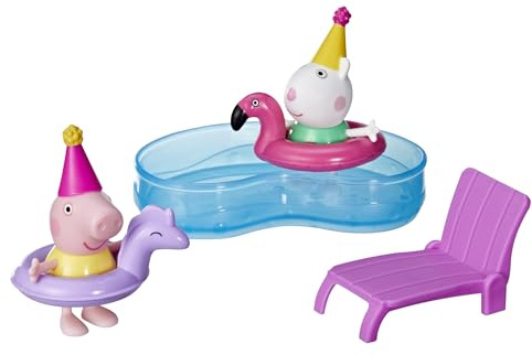Peppa Pig Peppa’s Pool Party Playset with 2 Figures and 4 Accessories, Preschool Toys, Kids Gifts, Ages 3+