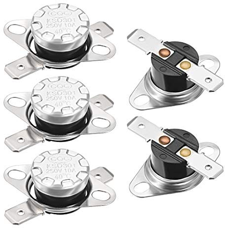 ADovz KSD301 Thermostat 40 °C/104 °F 10 A, normalerweise offen, ohne Druckeinstellung, Scheiben-Temperaturschalter, 5 Stück