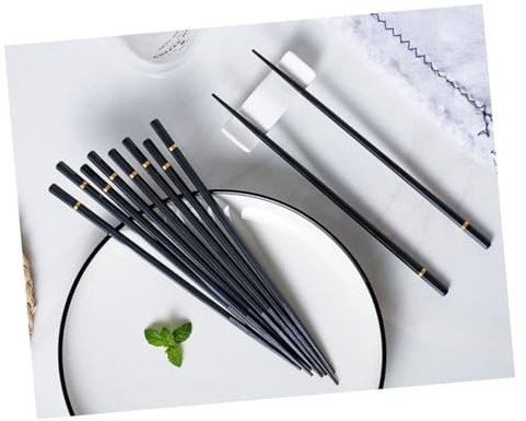 MAGICLULU Ustensiles Réutilisables Anti-Brûlure en Alliage Lot de 5 Paires Ustensiles de Table pour Maison et Restaurant Résistants à L’Usure et Corrosion Noirs