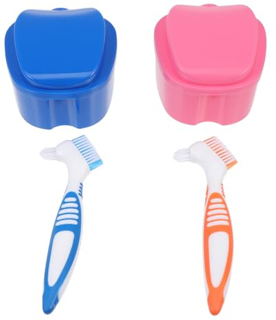 2 Set Set Di Spazzolini Da Denti Strumento Di Pulizia Per Protesi Detergente Per Protesi Kit Spazzolino Da Uomo Tazza Per Protesi Kit Per La Del Bambino Contenitori Di
