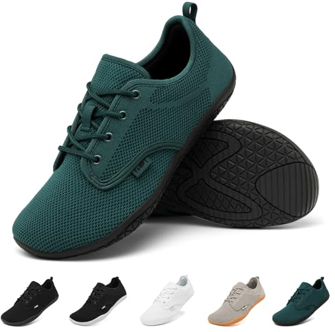 Geweo Barfußschuhe Herren Damen Sommer Breite Barfuß Sneaker Grün 42EU