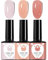 Pink Jelly Gel Nail Polish Set, 3 PCS Milky White Nude Peach Light Pink Coral Gel Nail Varnish Sets, Natural Pink Soak off UV/LED Gel for DIY Manicure Home Nail Art