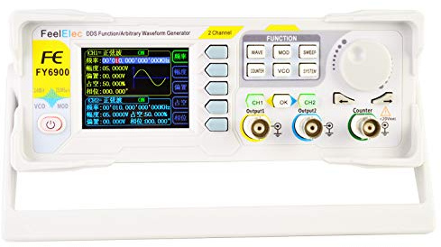 Generador de Señal Funcional DDS FeelTech FY6900 20/30/40/50/60/80/100MHz Generador de Forma de Onda Arbitraria Dual-CH Fuente Contador de Frecuencia(FY6900 100M)