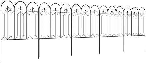 Outsunny Vallas de Jardín 305x79,5 cm Set de 5 Vallas Decorativas para Jardín de Metal Combinación Libre Barrera para Animales para Patio Césped Negro