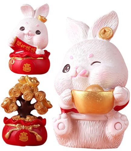 ABOOFAN 1 Satz Günstige Kaninchen-Dekoration Hasenfigur für zu Hause Cartoon-Kaninchenfiguren Animal Figures Cute Decor Autos Spielzeug Ornament dekorative Kaninchenstatuen Hasenfiguren