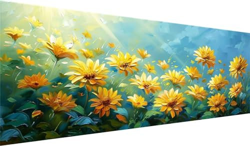 Diamond Painting Set 230x90 cm, DIY Frühling Diamond Painting Runde Steine Strass Cross Stickerei Kunst Kits, Diamond Painting Zubehör Set Basteln Erwachsene, Diamond Painting Blume für Deko, Dekor