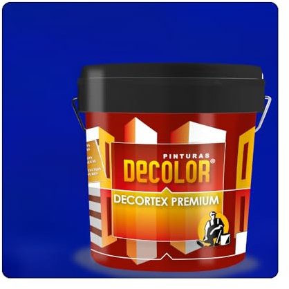 PINTURAS DECOLOR DECORTEX LISO PREMIUM - Pintura revestimiento impermeabilizante para fachadas. (4 litros). AZUL ULTRAMAR