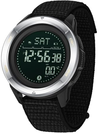 findtime Montre Sport pour Homme Bracelet en Nylon Montre de Randonnée,avec Métronome, Boussole Chronomètre, Podomètre Montre Numérique Digitale Étanche 5ATM Cadran Bonne Lisibilité dans La Nuit