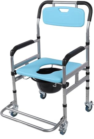 Sedia Comoda Comodino Pieghevole, Design in Lamiera Rinforzata, Telaio in Acciaio Al Carbonio, Altezza Regolabile, Cuscino per Divano a Copertura Totale, Toilette Portatile