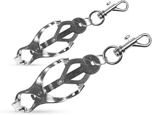Stainless Steel Fetish Nipple Vice, Metal Nipple Clamp Sex Toys for Couples, BDSM Nipple Clips with Ring Pull (Weight Clips)