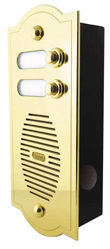 Pulsantiera Citofonica in Ottone Lucido per Esterno – 2 Pulsanti – Made in Italy – Design Classico Elegante – Personalizzabile – Ideale per Ville e Palazzi Storici