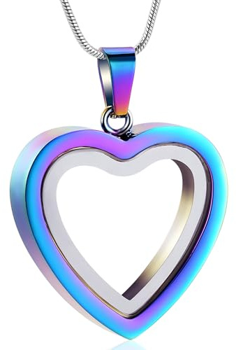 VCCWYQK Glas Herz Urne Halskette für Asche klar Medaillon Halskette Edelstahl Memorial Keepsake Urne Asche Anhänger für Frauen Männer