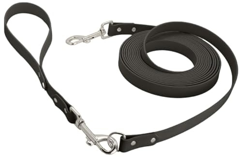 Petbo 15m Lange Biothane Schleppleine 19mm mit abnehmbaren Kurzführer (ohne Handschlaufe/Kein Verheddern) Extra Breite 19mm für Mittelgroße & Große Hunde (Schwarz - Biothane)