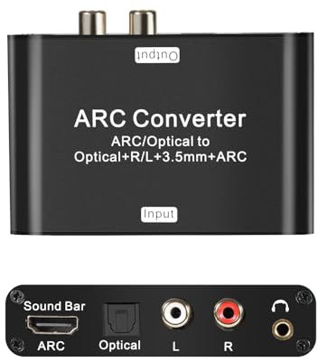 MINLIU Convertitore di ritorno audio ARC, ritorno audio HDMI e convertitore audio DAC, da ARC/ottico a ottico+R/L+3,5 mm+adattatore audio ARC; supporta frequenza di campionamento audio 192 KHz; 5.1