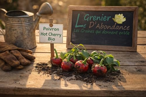 15 graines bio à semer - Le Grenier d'Abondance - POIVRON capsicum annuum - HOT CHERRY bio