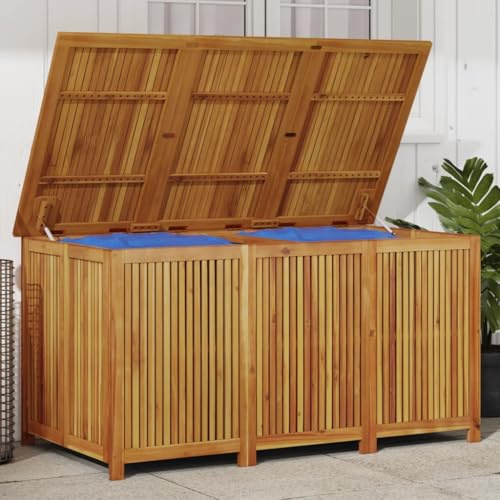 Emmtore Gartenbox, Auflagenbox mit Stauraum, Kissenbox mit Wasserfestem Beutel, Aufbewahrungsbox Gartentruhe Holztruhe, Massivholz Akazie,150 x 80 x 75 cm