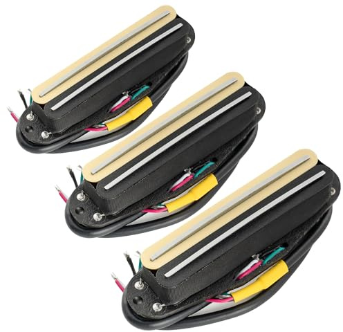 Musiclily Pro ST-DPHA Alnico 5 Rail Blade Humbucker im Single Coil Format Pickups Set 13,2K Super Distortion für Strat Style E-Gitarre, Zebra Korpus Chrom Rail(3er Set)