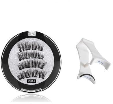 Pestañas magnéticas con aplicador, no necesita delineador de ojos, aspecto natural, pestañas magnéticas duales, imanes suaves para una fácil aplicación, fibra sintética 4D para un uso duradero