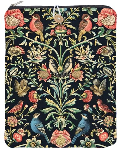 CRASPIRE Funda Libro Pájaros Cubierta Floral Tela Poliéster 114 x 94 Pulgada Impermeable Lavable Cuaderno Plantas Protector Bolsillo Cremallera Botón Libros Texto Lectores Aficionados A los Libros